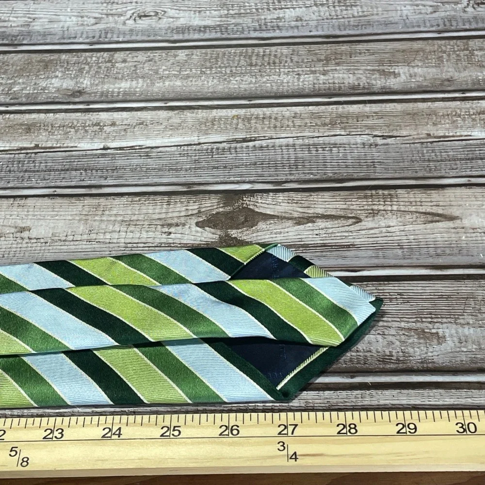 Charles Tyrwhitt Necktie Green Blue Striped Silk Tie‎ Jermyn Street London
